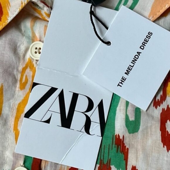 ZARA NWT The Melinda Midi Oyster White Printed Shirt Dress With Belt Size Small - Picture 11 of 15